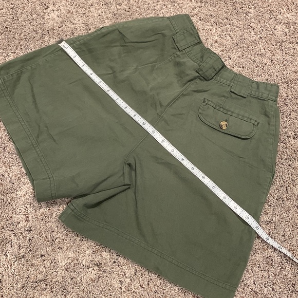 ZigZag Vintage Pleated Cotton High Rise Army Green Cargo Short - Picture 9 of 10